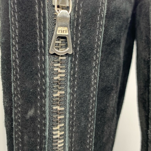 UGG Black Tall Leather Boots Zipper Back Sz5 6 - Picture 5 of 10